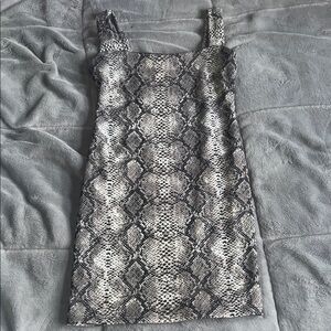 Snake Print Mini Dress - Black & White